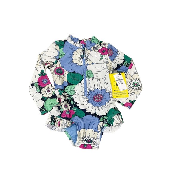 Gap Other - Gap Kids Long Sleeve Rash Guard One Piece Floral Swimsuit 18-24 Months Girl New